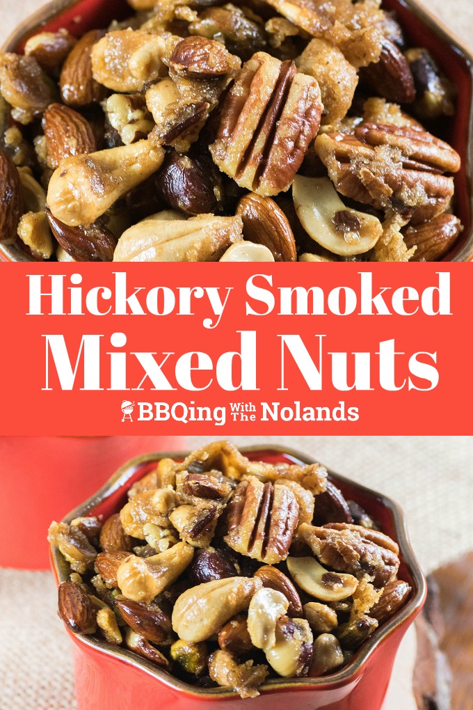 These Hickory Smoked Mixed Nuts have the perfect sweet and spicy combination that everyone will love! #smoked #mixednuts #smoker #hickory