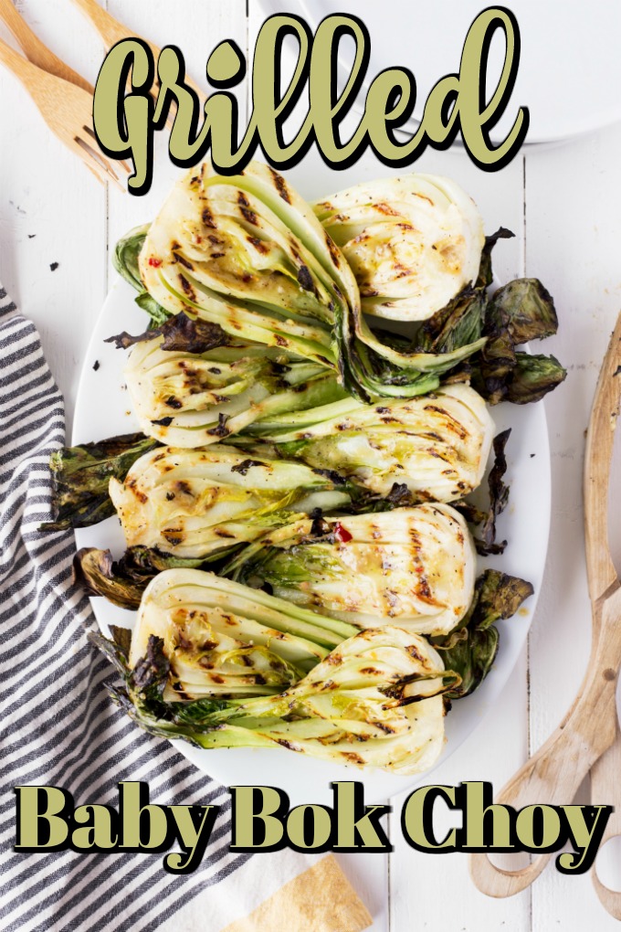 This miso grilled baby bok choy has beautiful Asian inspired flavors you will love! #misogrilledbokchoy #grilledbokchoy #misobokchoy #babybokchoy