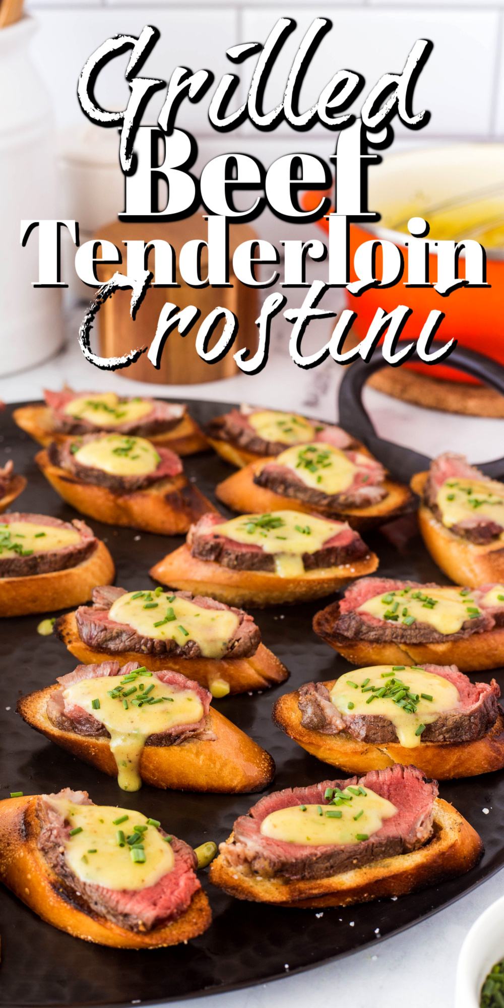 These tenderloin beef crostini appetizers are simply amazing. They will be the hit of your next get-together!