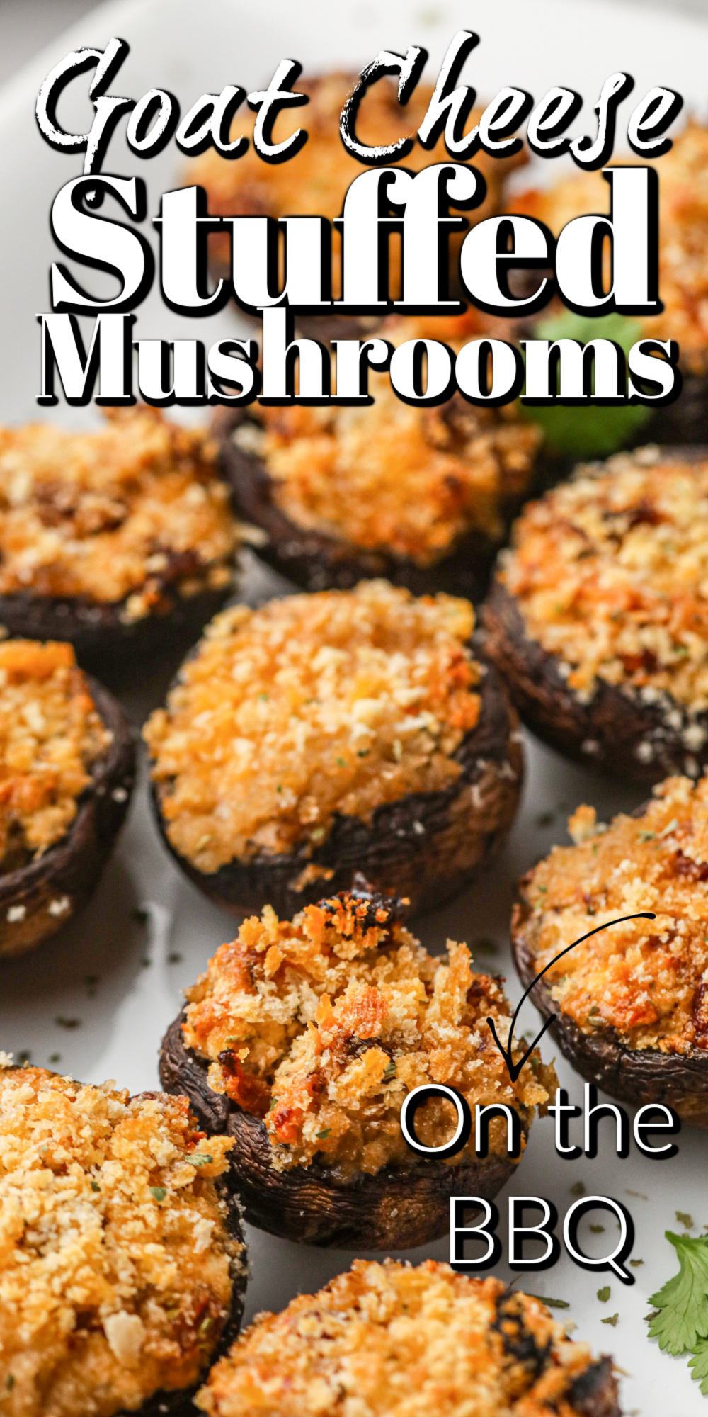 These goat cheese stuffed mushroom caps cooked on the grill are quick and easy to prepare and are packed with big flavor! 
