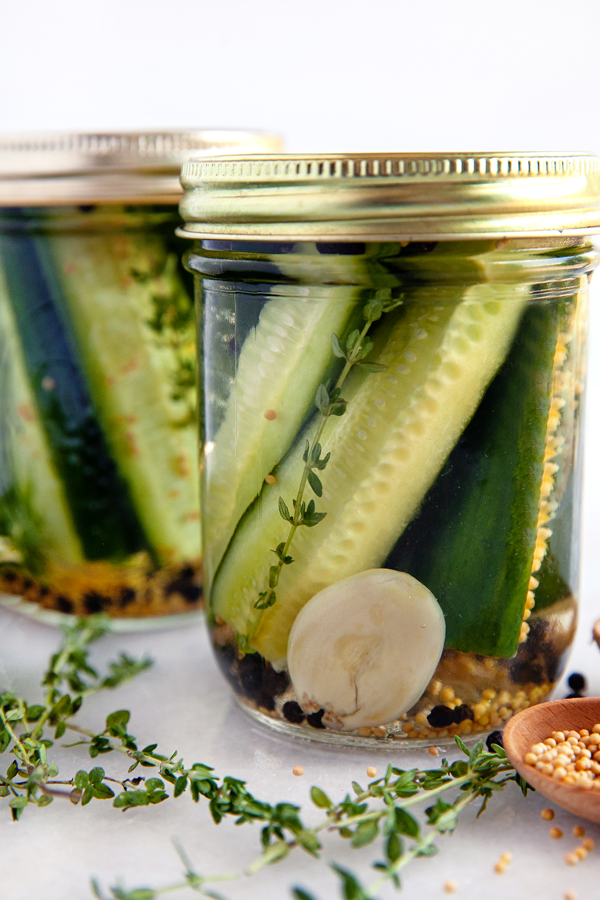 Smoked quick pickles in jars ready to be refrigerated.