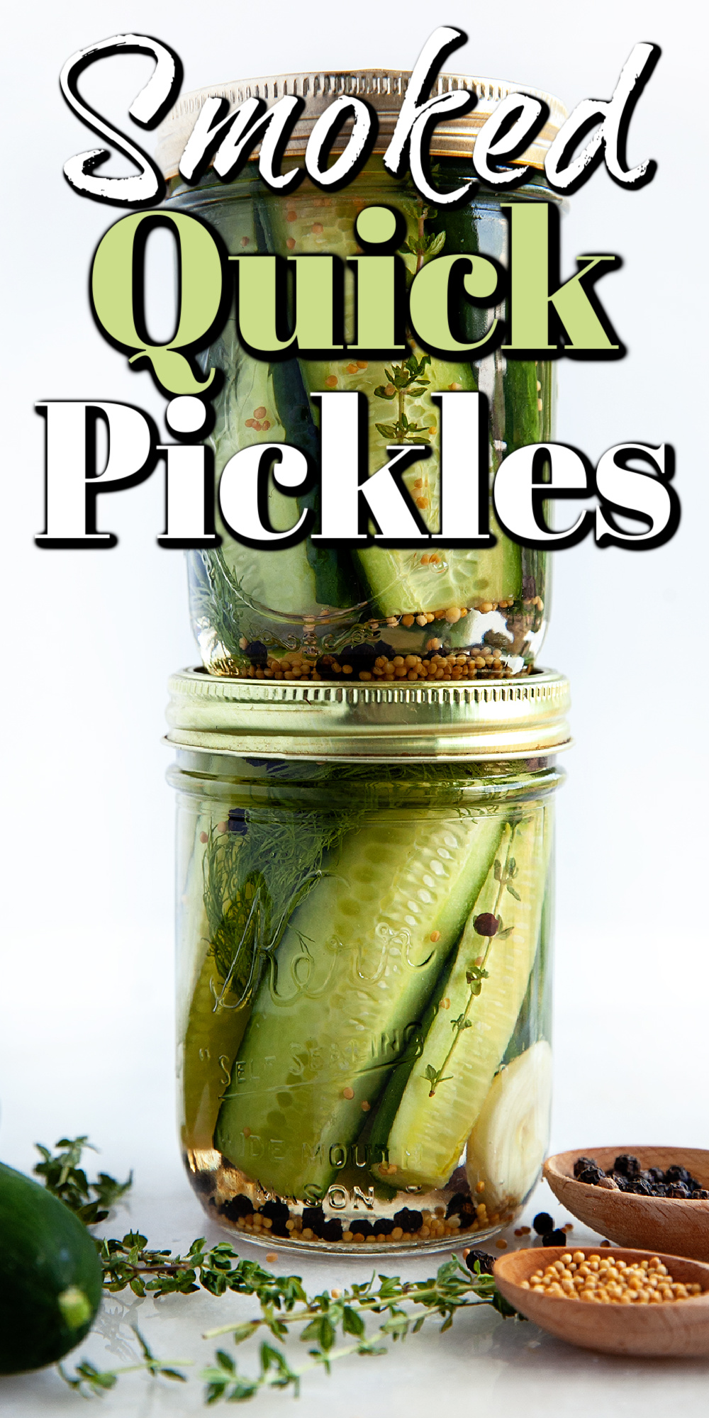 These smoked quick pickles are the perfect snack right out of the jar! They are also great on burgers or as a side for any sandwich!